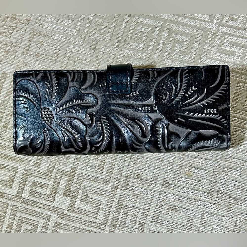 Patricia Nash Marotta Card Holder Wallet Style Hand tooled Black - Picture 8 of 10